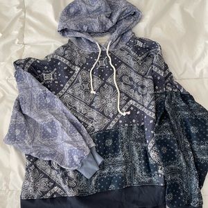 Paisley Cropped Colorblock Hoodie